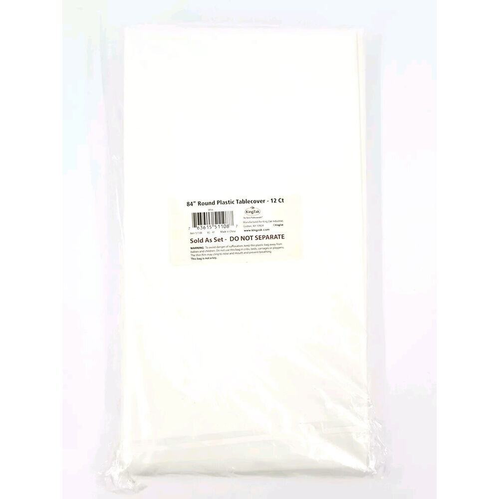 12ct. - 84" Round Plastic Tablecover Easy Clean Up Party Wedding Birthday New